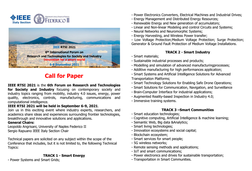 Call for Paper RTSI2021